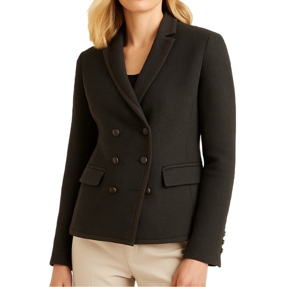 BANANA REPUBLIC Black Double-Breasted Textured Women's Blazer - Picture 1 of 16